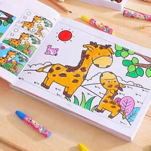 48 페이지 크리 에이 티브 낙서 및 색칠하기 책 다채로운 만화 동물을 가진 대화형 조기 학습 스케치북 귀여운 스케치북