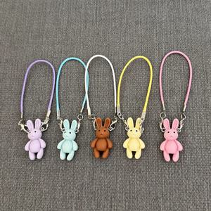 Labubu 귀여운 만화 미니 토끼 펜던트 인형 집 액세서리 봉제 인형 목 장식 Kawaii 토끼 모델 매력 드레스