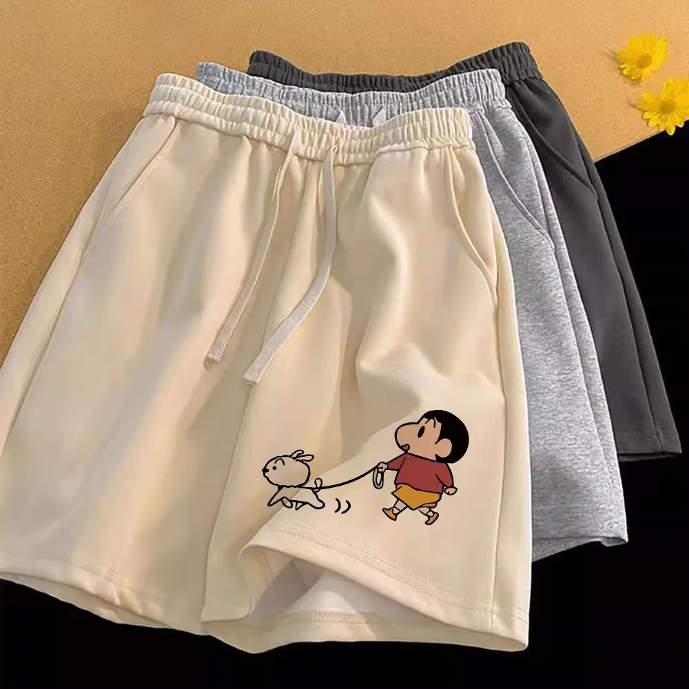 크레용 신짱 남성 캐주얼 반바지 여름 유행 여성 비치 5인치 바지 오버사이즈 농구 속건성 체육관 반바지