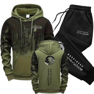 일본 패션 남성 Tracksuit 후드 스웨트 팬츠 2 피스 세트 가을 & 겨울 데일리 캐주얼 스포티 조깅 슈트 도시 트렌드 의상