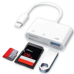 PD 충전용 3 in 1 Type-C 멀티 어댑터 USB 커넥터 Macbook 노트북 iPad Pro HUAWEI Xiaomi 용 SD TF USB 카드 리더기