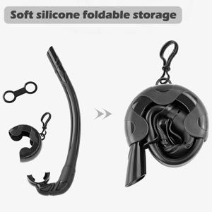 부드러운 실리콘 다이빙 스노클 프리 다이빙 스피어 낚시 수영을위한 보관 케이스 탑 밸브가있는 휴대용 접이식 습식 스쿠버