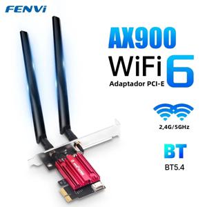 Fenvi AX900 WiFi 6 PCI-E 무선 어댑터 블루투스 5.4 듀얼 밴드 2.4G/5GHz 900Mbps WiFi6 네트워크 카드 (데스크탑 PC용, 윈도우 10/11 지원)