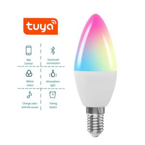 LED 전구 캔들 스마트 램프 E14 TUYA 블루투스 디밍 가능 RGB 조명 220V 투야 앱 그룹 제어 스마트 라이프 홈룸 장식용