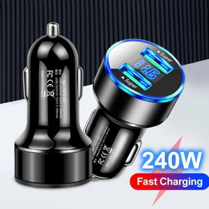 240W 차량용 충전기 듀얼 USB 포트 120W 초고속 충전 디지털 디스플레이 퀵차징 어댑터 (아이폰, 삼성, 샤오미용)