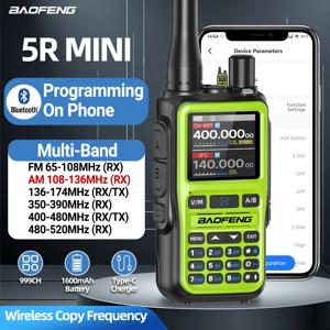 바오펑 UV-5R 미니 무전기 블루투스 프로그래밍 무선 복사 주파수 풀 밴드 999CH AM FM 타입-C 장거리 햄 라디오