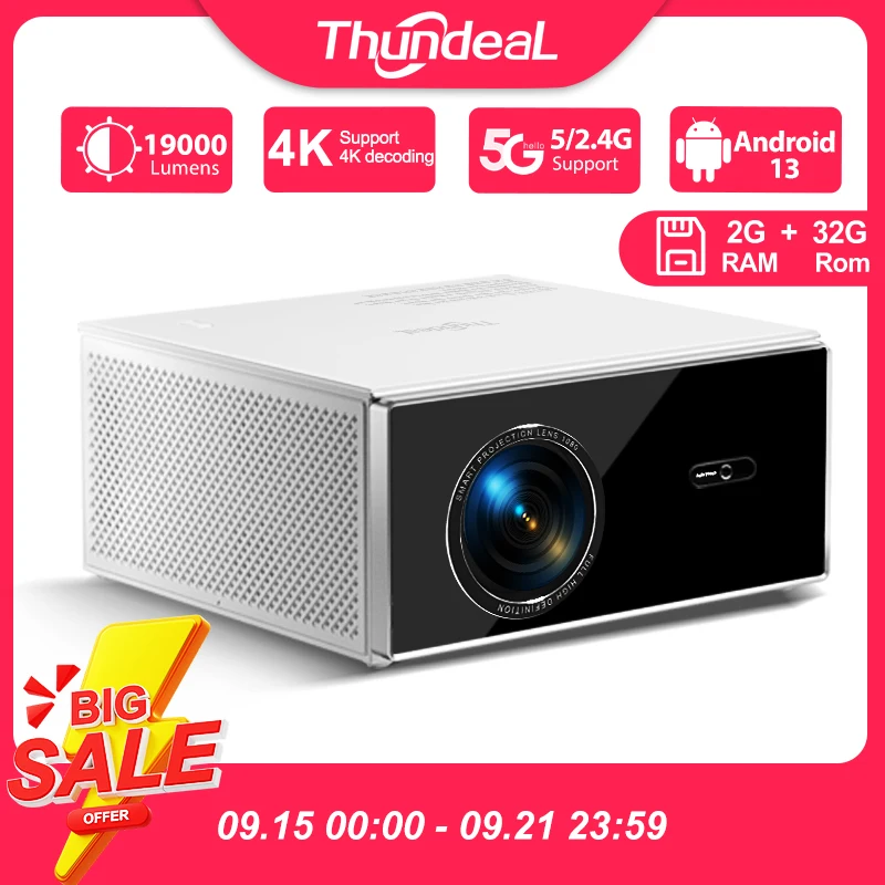 ThundeaL 네이티브 1080P 프로젝터 TDA7W 안드로이드 WiFi 2+32G 4K 프로젝터 TDA7 3D 스마트 홈시어터 비디오 휴대용 빔 재고 (프랑스)