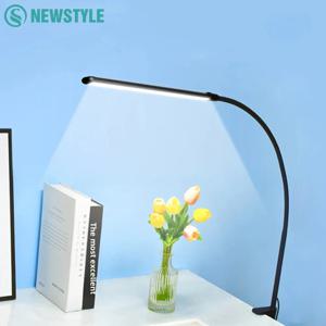 LED 아이 케어 책상 램프 10 밝기 레벨 3 조명 모드 클램프가 있는 유연한 구즈넥 작업 연구 테이블 램프 USB PC 책상 램프