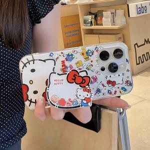 Kawaii 헬로 키티 만화 휴대 전화 홀더 애니메이션 Sanrio Kt 고양이 확장 가능한 강력한 자체 접착 휴대 전화 액세서리 선물