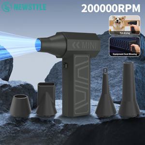 휴대용 터보 공기 송풍기 200000RPM 3단 바람 충전식 폭력 팬, 먼지 제거용 자기 노즐 5개 포함 멀티 장면