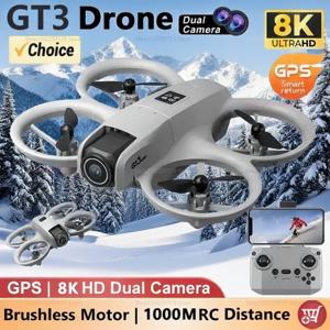 GT3 미니 드론 8K 프로페셔널 항공 8K HD 180 ° 듀얼 카메라 지능형 장애물 회피 브러시리스 모터 쿼드콥터 어린이 RC 장난감