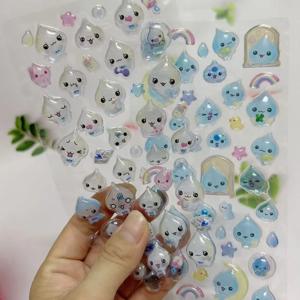 Kawaii 만화 워터 드롭 3D 스티커 어린이 핸드북 장식 냉장고 스티커 장식 어린이 보상 장난감 선물