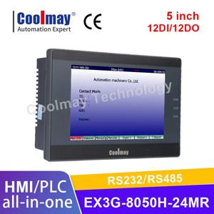 아날로그 0-10V 및 100Khz 고속 펄스 지원 Modbus RTU 프로토콜 EX3G-8050H-24MR을 갖춘 5인치 HMI PLC 컴팩트