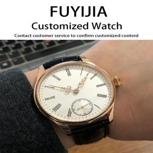 FUYIJIA 맞춤형 40mm 수동 기계식 시계 ST3621 기계식 무브먼트 화이트 샌드블라스트 로마 다이얼 손목 시계 로즈 골드 시계