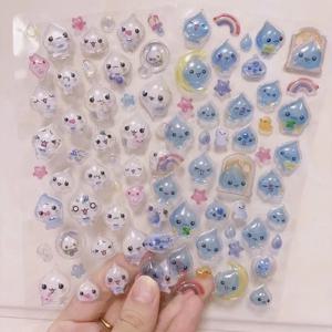 만화 카와이 워터 드롭 3D 스티커 어린이 핸드북 장식 냉장고 스티커 장식 어린이 보상 장난감 선물