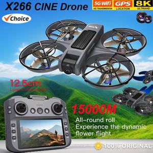 NEW X266 드론 8K WIFI GPS 전문가용 HD 항공 촬영 원격 조종 항공기 HD 듀얼 카메라 쿼드콥터 UAV 소년 장난감 선물