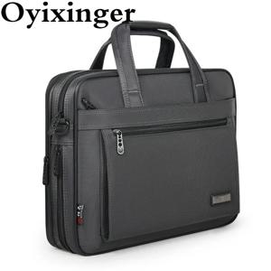 OYIXINGER-고품질 남성 비즈니스 서류 가방 방수 나일론 핸드백, 15 인치 노트북용 대용량 어깨 가방