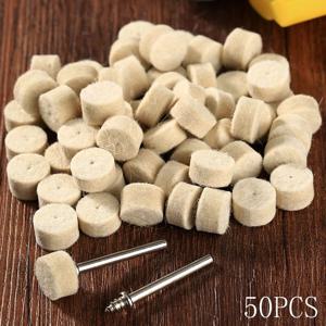 50 개/몫 13mm 직경 그라인딩 울 폴리싱 패드 Dremel 액세서리 펠트 버핑 휠 3.2mm 디스크 로타리 도구 용 생크