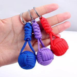 생존 매는 밧줄 원숭이 주먹 키 체인 자기 방어 무기 열쇠 고리 야외 보안 보호 강철 공 인명 구조 키트