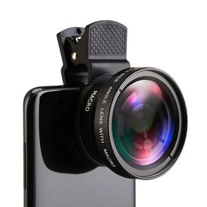 2 IN 1 렌즈 범용 클립 37mm 휴대 전화 렌즈 전문 0.45x 49uv iPhone 13 용 슈퍼 광각 + 매크로 HD 렌즈