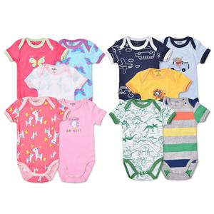5Pcs 3M-24M 짧은 소매 면 Winggle-in 점프 슈트 유아용 베이비 바디 슈트