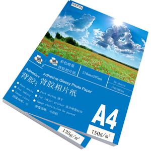 뒤 접착제 스티커 인화지 A4 50 시트 라벨 용지 방수 DIY 스티커와 높은 광택 자체 접착 잉크젯 인쇄