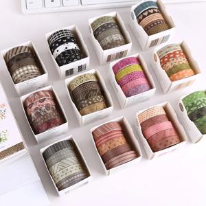 5Pcs 기본 Washi 테이프 Scrapbooking Washi 테이프 세트 학교 용품 Cinta Adhesiva Decorativa 가을 편지지 마스킹 테이프