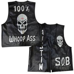 WWE 스티브 오스틴 조끼 블랙 스컬 3 16 텍사스 래틀스네이크 WWF SOB WHOOP ASS