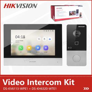 Hikvision 스마트 홈 양방향 토크 초인종 카메라 DS-KIS603-P(C), DC 전원 레인 커버 카드 포함, 정품 1080P 비디오 인터콤 키트