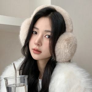 단색 부드러운 플러시 이어 워머, 따뜻한 귀마개, 패션 이어 커버, 야외 방한 이어 머프, 접이식 이어 플랩, 겨울