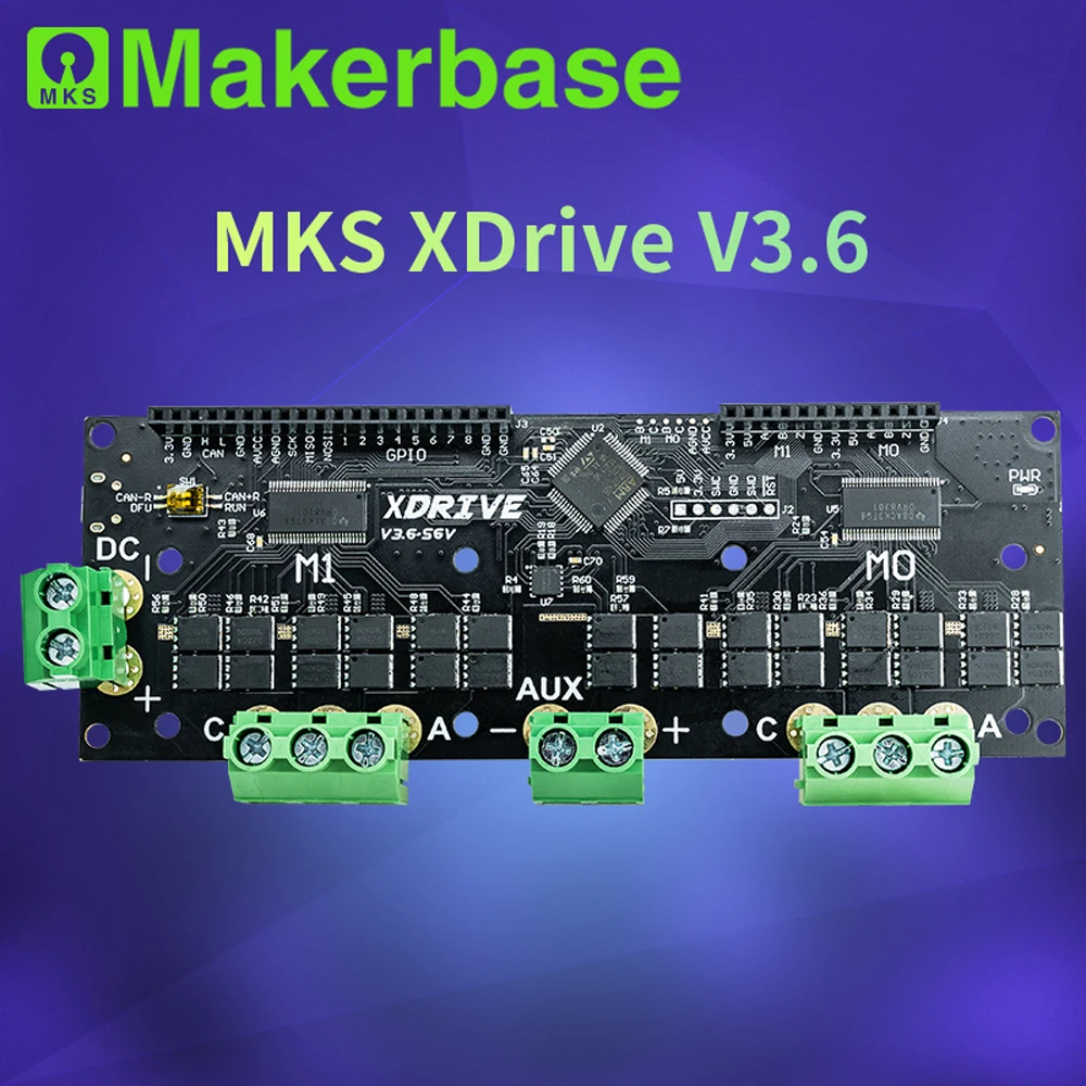 Makerbase MKS XDRIVE 56v ODrv V3.6 업그레이드를 기반으로 하는 고정밀 브러시리스 서보 모터 컨트롤러.