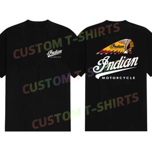 2025 여름 100% 코튼 블랙 오토바이 바이커 카페 레이서 헬기 빈티지 T 셔츠 남성 streetwear 인디언 오토바이 티셔츠