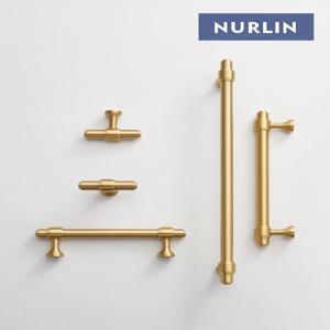 Nurlin 단단한 황동 프랑스 스타일의 고급 주방 캐비닛 손잡이 옷장 서랍 문 손잡이 Tbar