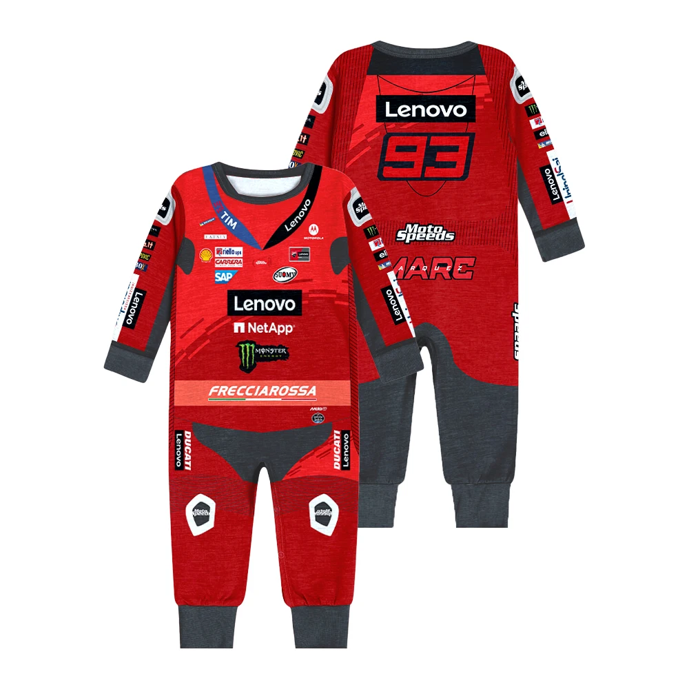 2025 새로운 MOTO GP 야외 익스트림 스포츠 빠른 건조 통기성 사이클링 의류 아기 점프 슈트 순수 코튼 크롤러 의류