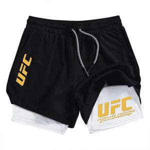 UFC 투인원 남성용 스포츠 반바지, 캐주얼, 속건성, 이중 레이어 통기성, 여름 달리기 및 피트니스에 적합