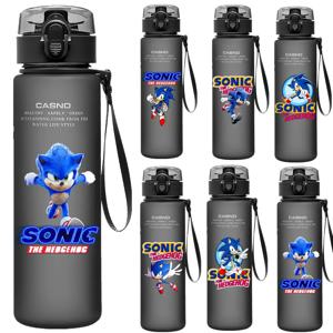 560ML 소닉 고슴도치 인쇄 물병 대용량 마시는 휴대용 홈 애니메이션 야외 스포츠 워터 컵 아이 선물