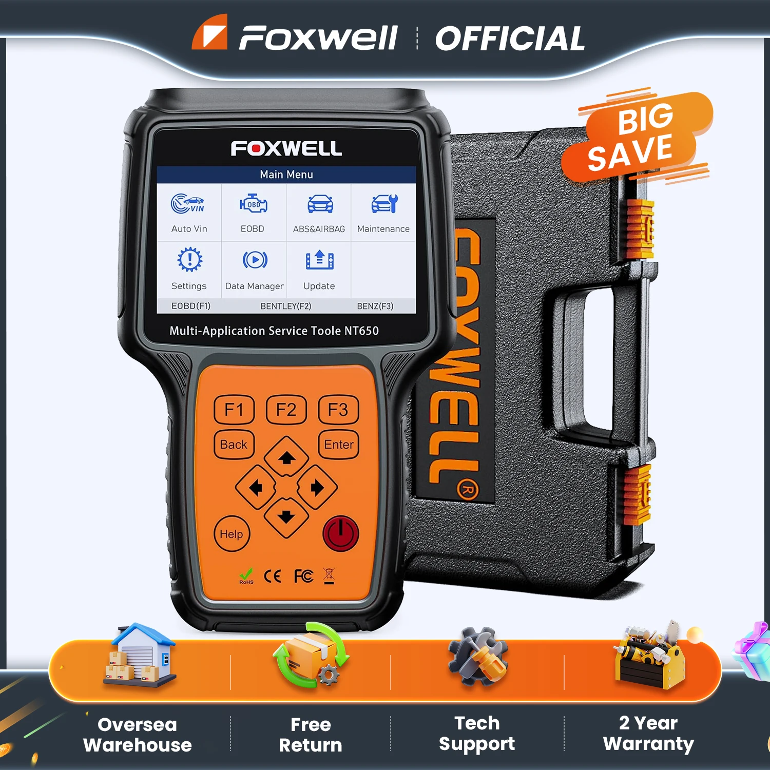 Foxwell NT650 Elite OBD2 Automotive Scanner Tool ABS Bleeding TPMS Oil EPB DPF Reset Service Professional OBD 2 Car Diagnostic Tool