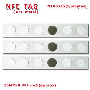 NFC215 칩 태그 온 메탈 NFC 스티커, 금속 간섭 방지 NFC 태그, 모든 NFC 지원 휴대폰 장치 RFID 13.56MHz 태그