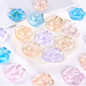 5-10PCS Kawaii 고양이 발 끈적 끈적한 짜기 장난감 부드러운 현실적인 젤리 반짝이 고양이 발 투명 짜기 장난감 어린이 성인 선물