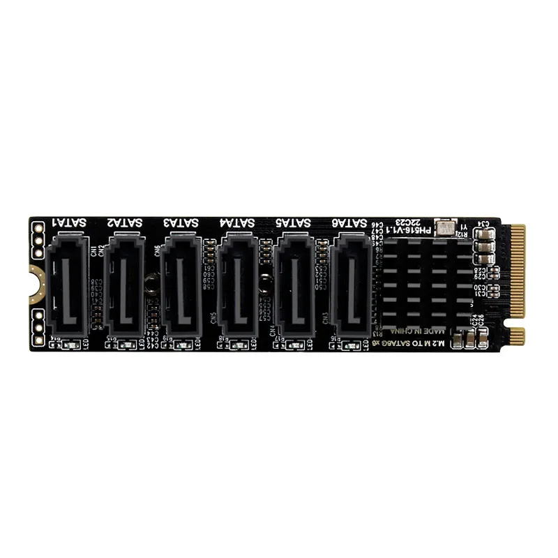 M.2-SATA3.0 어댑터 카드 6Gbps 고속 ASM1166 M.2 PCIE-SATA 확장 카드(스마트 표시기 포함)