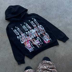 Y2k streetwear 트렌드 편지 만화 패턴 프린트 오버 사이즈 까마귀 여성의 세련된 하라주쿠 루즈하고 다재다능한 까마귀