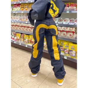 청바지 여성 고딕 Y2K 레트로 streetwear 블랙 카고 펑크 빈티지 Kpop 인쇄 넓은 다리 데님 Panrts 여성 가을 ​​바지 바지