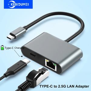 2500Mbps 유선 네트워크 카드 어댑터 Macbook Pro 노트북 용 PD100W 포트가있는 USB 3.2 유형 C ~ 2.5G 기가비트 이더넷 어댑터