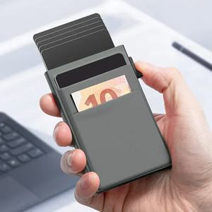 Rfid 안티 블로킹 스마트 ID 은행 신용 카드 소지자 지갑 금속 얇은 슬림 남성 여성 팝업 미니멀리스트 금속 카드 소지자 케이스