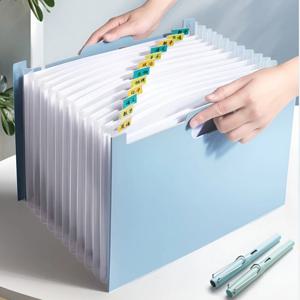 12포켓 A4 확장 파일 폴더 – 사무실, 교실, 문서용 대용량 휴대용 아코디언 정리함