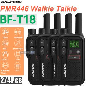 Baofeng T18 미니 워키 토키 PMR446 라디오 장거리 충전식 Type-C 충전기 캠핑 여행을위한 휴대용 어린이 양방향 라디오