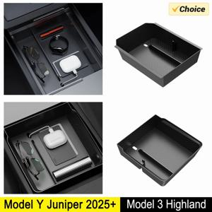 Tesla Model Y Juniper 2025 센터 콘솔 Organzier 트레이 모델 3 Highland 24-25 팔걸이 상자 숨겨진 보관함 컵 홀더