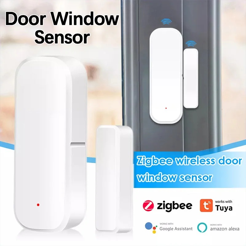 Tuya 스마트 ZigBee 도어 윈도우 센서 무선 자기 탐지기 실시간 APP 원격 모니터 보안 알람 호환 Alexa