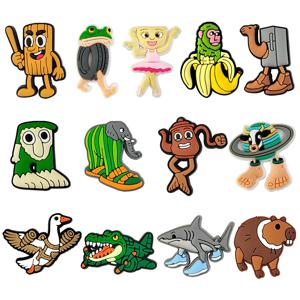 13/50Pcs MINISO 이탈리아 Brainrot 재미 있은 동물 신발 매력 만화 신발 액세서리 장식 버클 나막신 샌들 팔찌