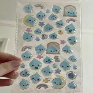 Kawaii 만화 워터 드롭 3D 스티커 어린이 핸드북 장식 냉장고 스티커 장식 어린이 보상 장난감 선물